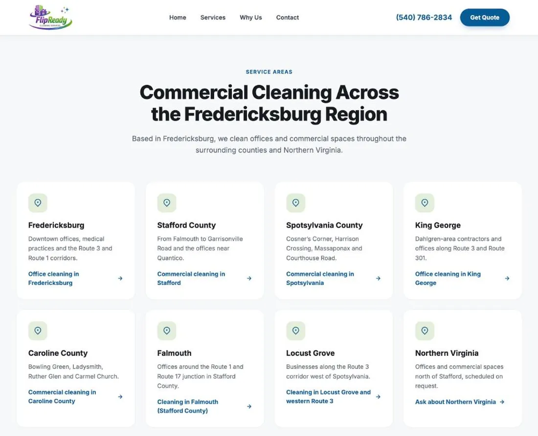 flipready.co service areas across Fredericksburg, Stafford, Spotsylvania, King George and nearby