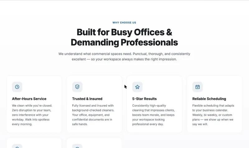 flipready.co section explaining after-hours service, insurance and scheduling